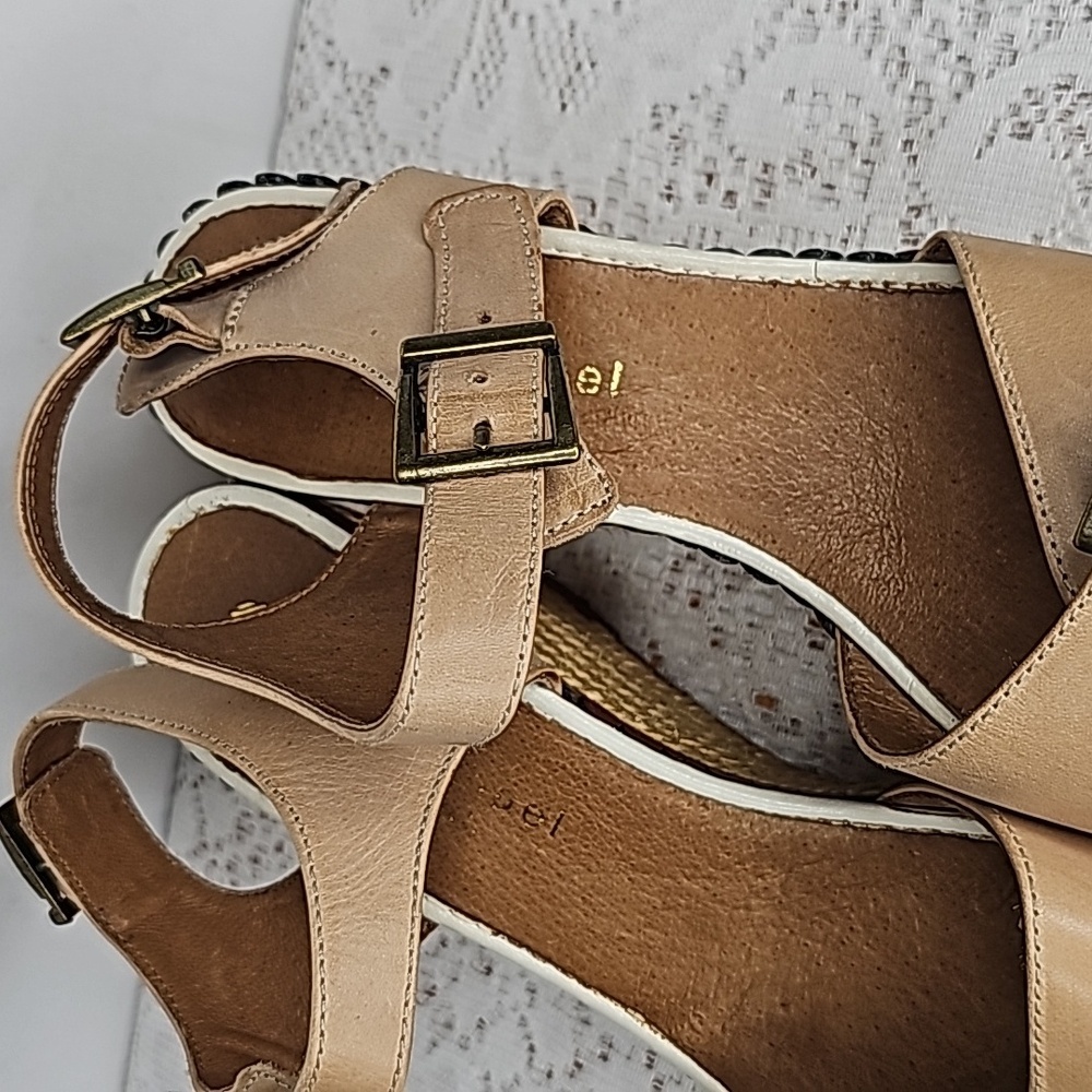 Eric Michael handmade in Spain leather ankle strap espadrille wedges sz 8 - Picture 6 of 10
